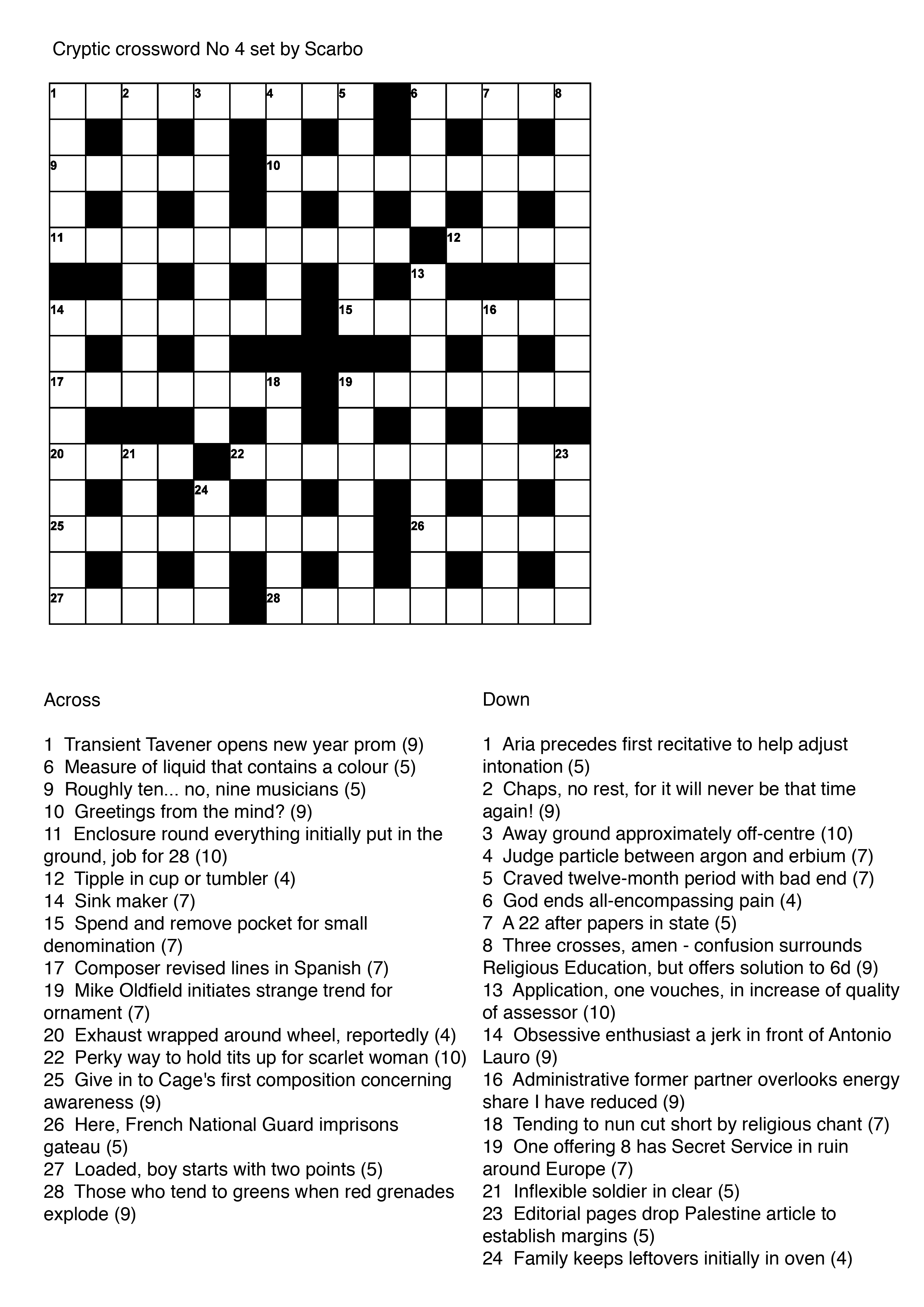 Cryptic Crossword No 4